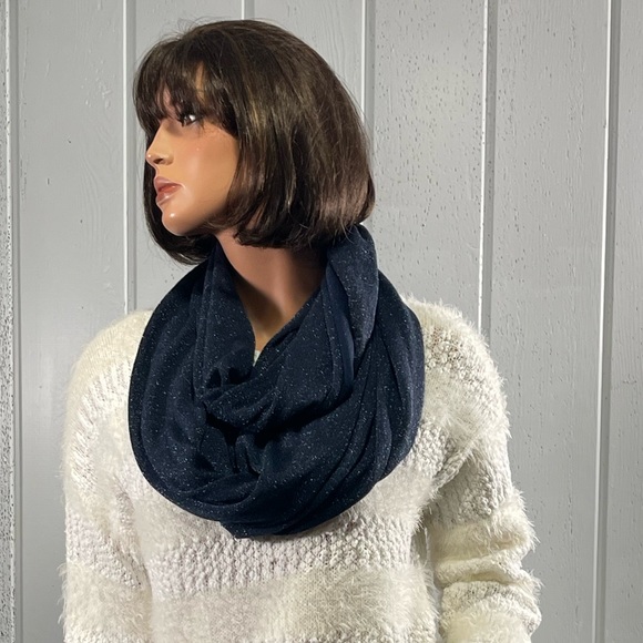 *APT.9 Women's Dark Blue Sparkly Cowl Infinity Scarf - Picture 6 of 8